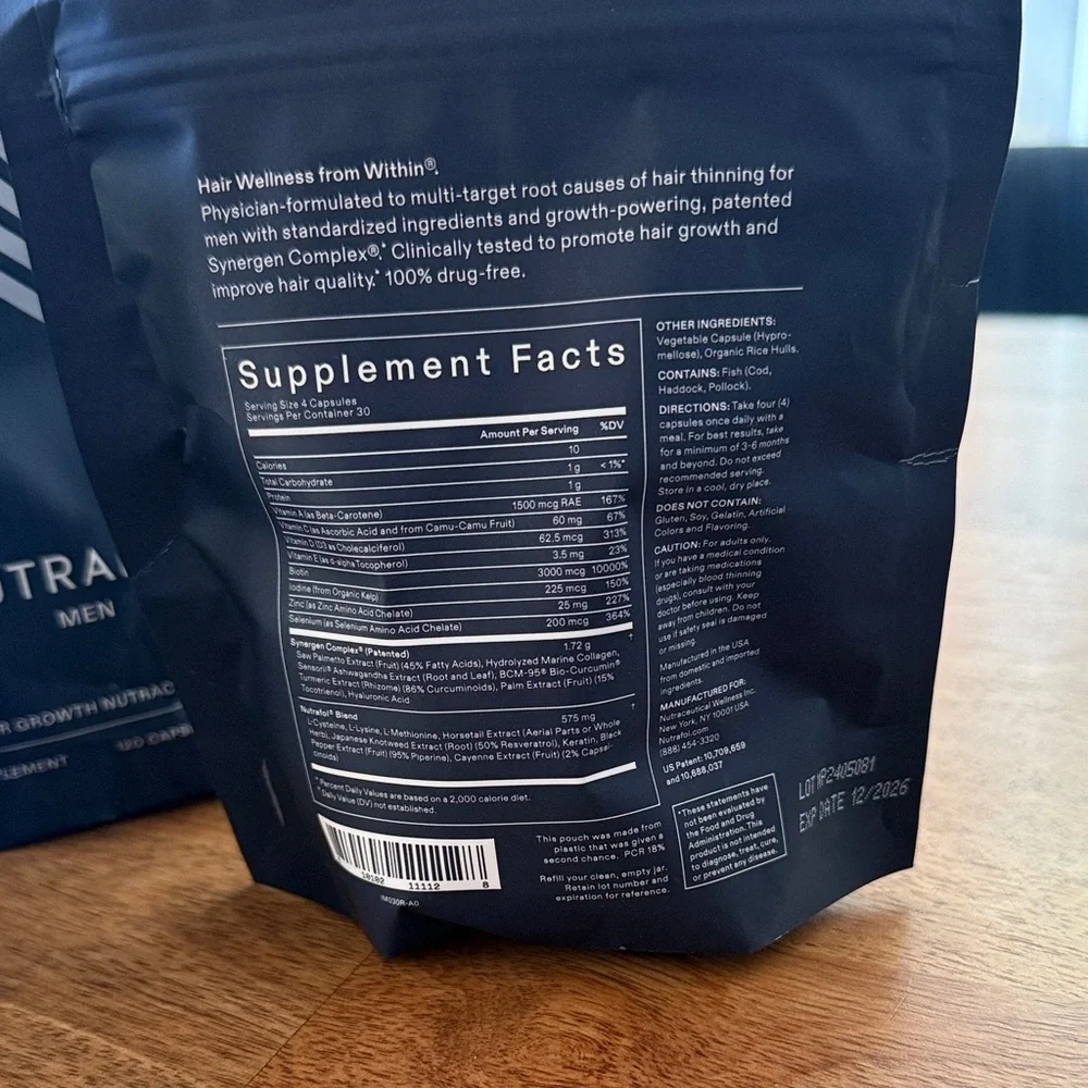 Nutrafol Men Hair Growth Nutraceutical Support Refill Bag 120 Capsules - Picture 4 of 6